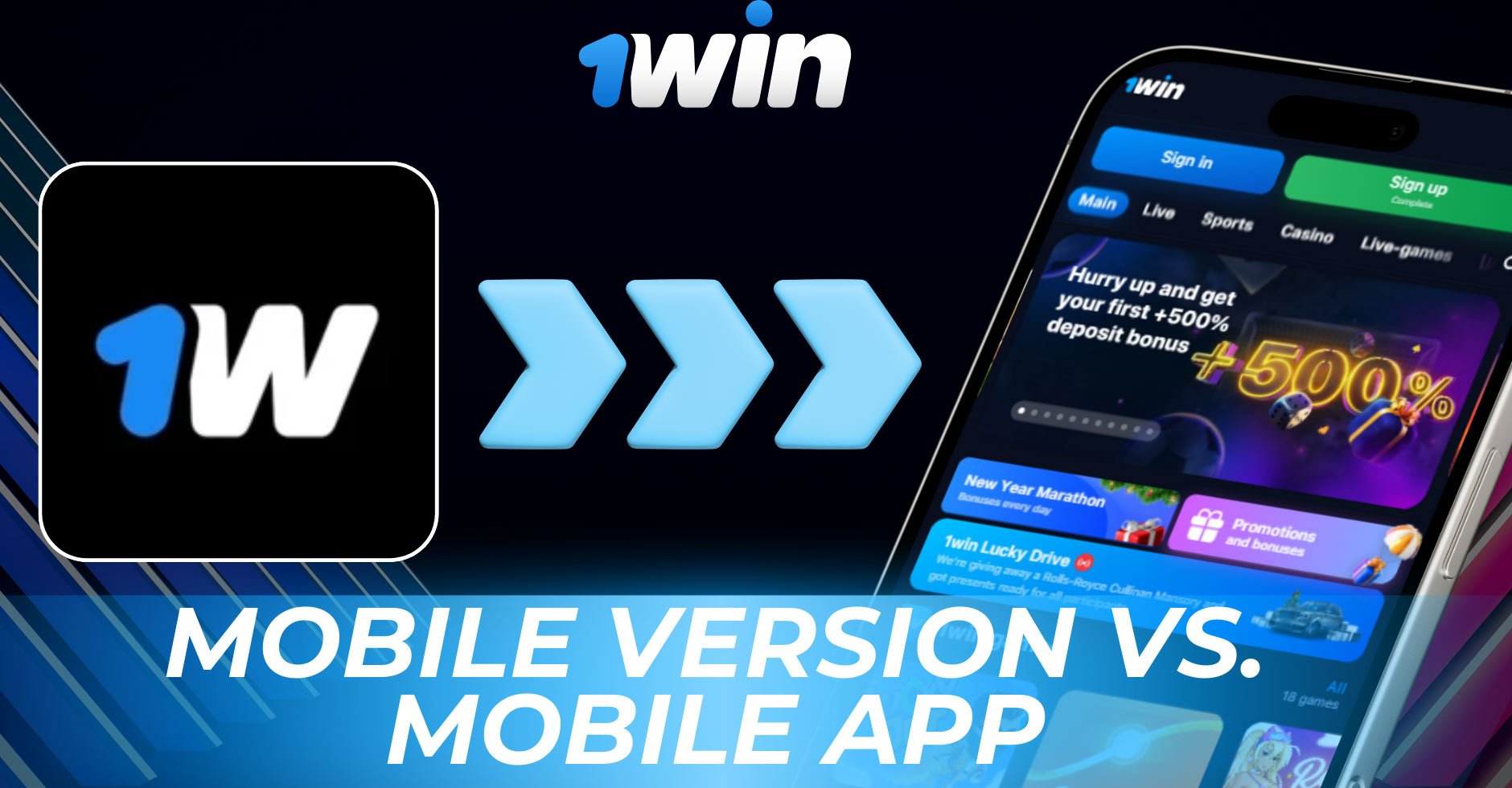 Mobile version of the website and the 1win app are designed for convenient gaming