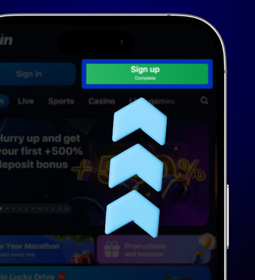 Click on the green 1win registration button